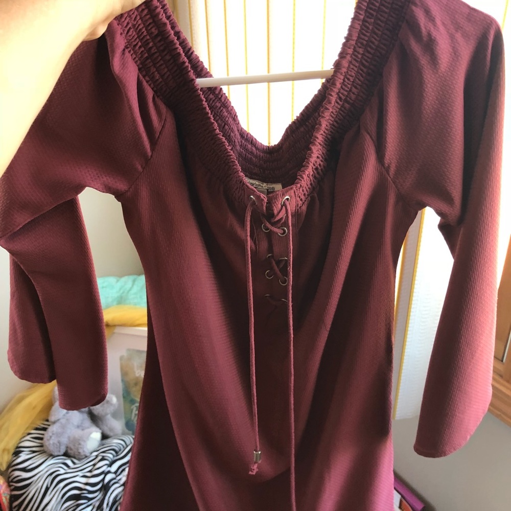 Off the shoulder purple dress
